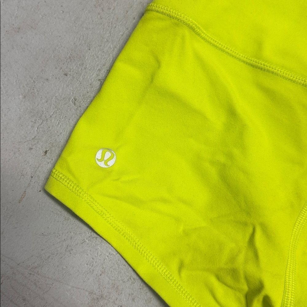 Neon Yellow Women's Shorts LULULEMON Size 4 Spandex Shorts - Picture 2 of 3
